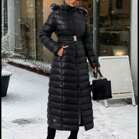 Premium Quality, Elasticated Belted, Fur Hooded Maxi Puffer Winter Coat - Picture 1 of 7